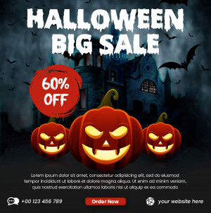 Poster giảm giá nhân dịp lễ halloween file PSD