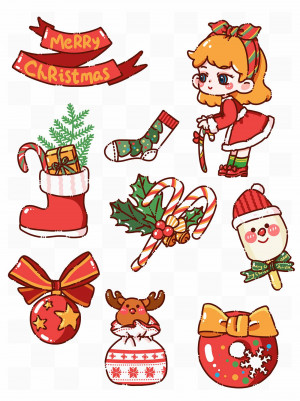 Ảnh minh họa hình dán trang trí noel file PSD