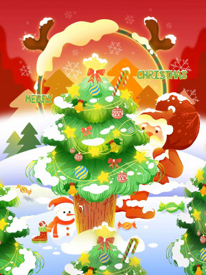 Poster trang trí cây thông noel file PSD