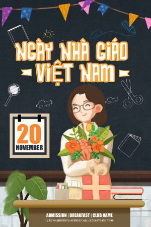 Poste ngày nhà giáo Việt Nam mẫu 10 PSD