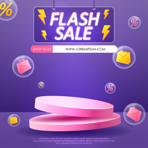 Background chương trình flash sale bục 3D màu hồng file EPS