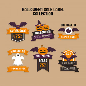 Nhãn sale đồ trang trí halloween file AI