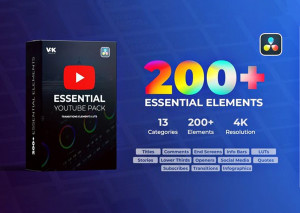 Gói tài nguyên tổng hợp Youtube trên phần mền Davinci - Youtube Essential Pack