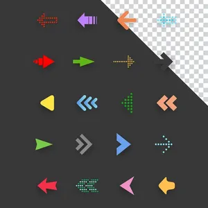 Mũi tên nhiều hướng mầu sắc File PNG