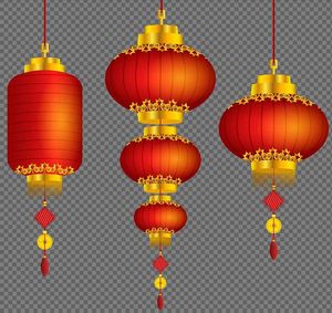 Hình ảnh đèn lồng màu đỏ trang trí ngày lễ tết file vector mẫu CR356