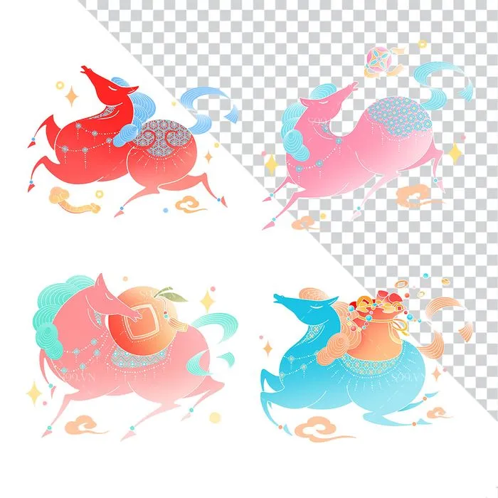 Bộ Sưu Tập Ngựa Linh Vật Tết Nguyên Đán Dạng PNG Độc Đáo