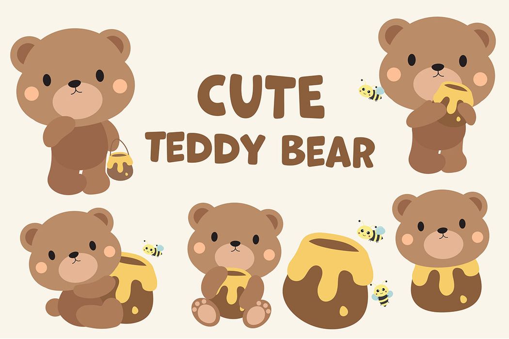Bộ sưu tập chú gấu cute file vector mẫu CR103