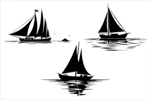 Bộ 3 chiếc thuyền buồm ra khơi file vector mẫu HH202