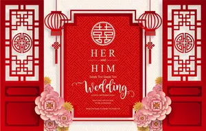 Poster Đám Cưới Tết Truyền Thống, Hoa Văn Á Đông Tinh Tế