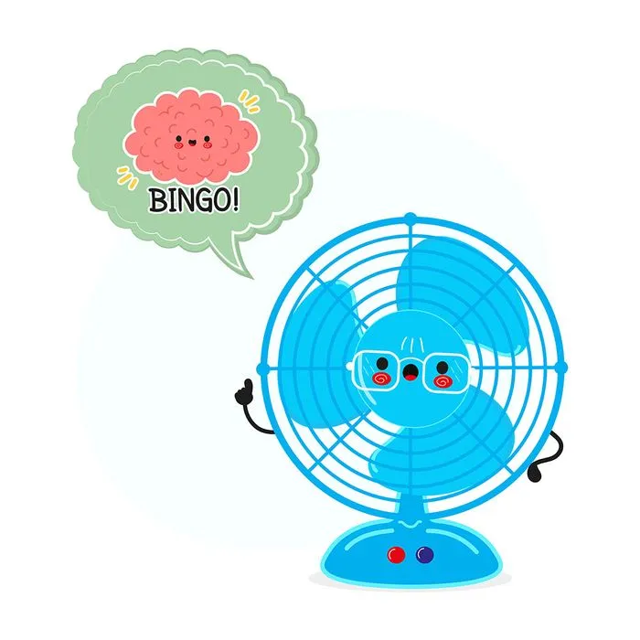 Hình ảnh cái quạt máy màu xanh file vector mẫu OC49