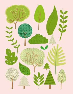 Bộ sưu tập cây xanh file vector mẫu KK36