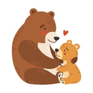 Hình ảnh mẹ con chú gấu đáng yêu file vector mẫu CR149