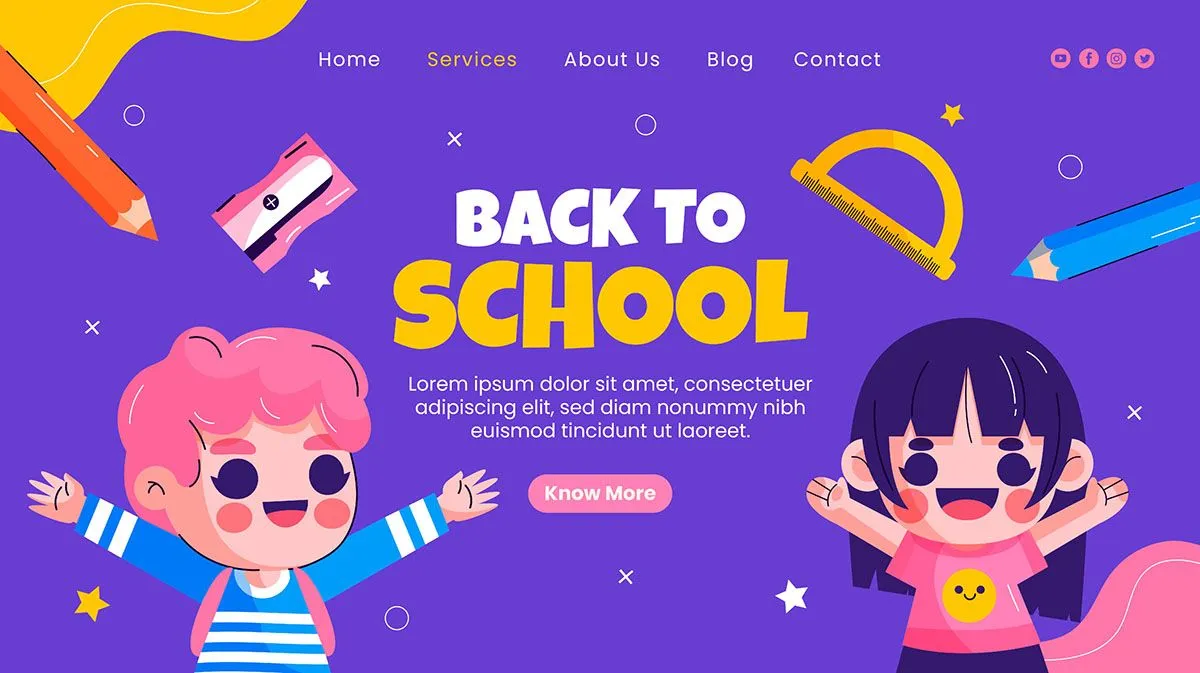 Banner bé học tập file vector mẫu KS296