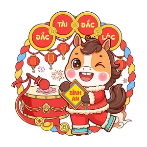 Linh Vật Ngựa Tết Nguyên Đán Dễ Thương - Minh Họa Vector EPS