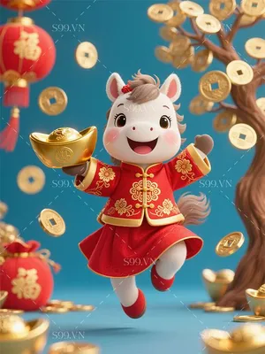Hình Minh Họa Tết Con Ngựa Dễ Thương Chất Lượng Cao JPG
