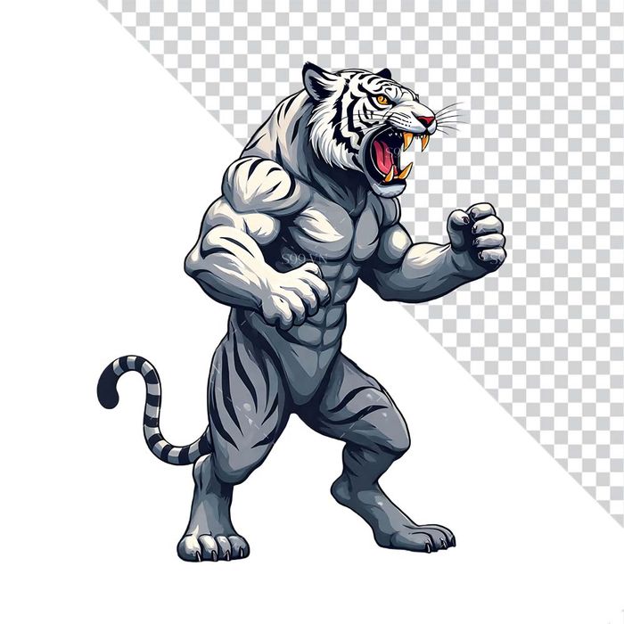 Hình ảnh chú hổ màu trắng dũng mãnh file PNG mẫu CR1048