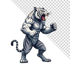 Hình ảnh chú hổ màu trắng dũng mãnh file PNG mẫu CR1048