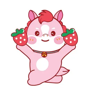 Linh Vật Ngựa Tết Dễ Thương Cầm Dâu Tây - File EPS Vector