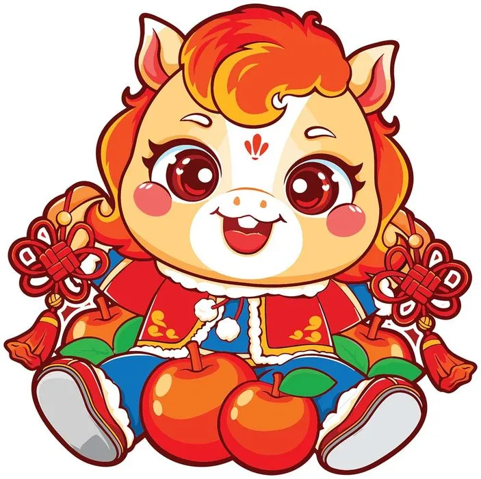 Linh Vật Ngựa Tết Nguyên Đán Dễ Thương - Minh Họa Vector EPS