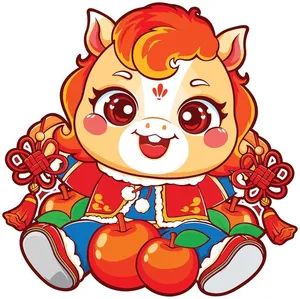 Linh Vật Ngựa Tết Nguyên Đán Dễ Thương - Minh Họa Vector EPS