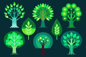 Bộ sưu tập cây xanh file vector mẫu KK67