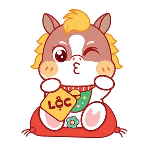 Linh Vật Ngựa Tết Dễ Thương - Hình Minh Họa Vector EPS