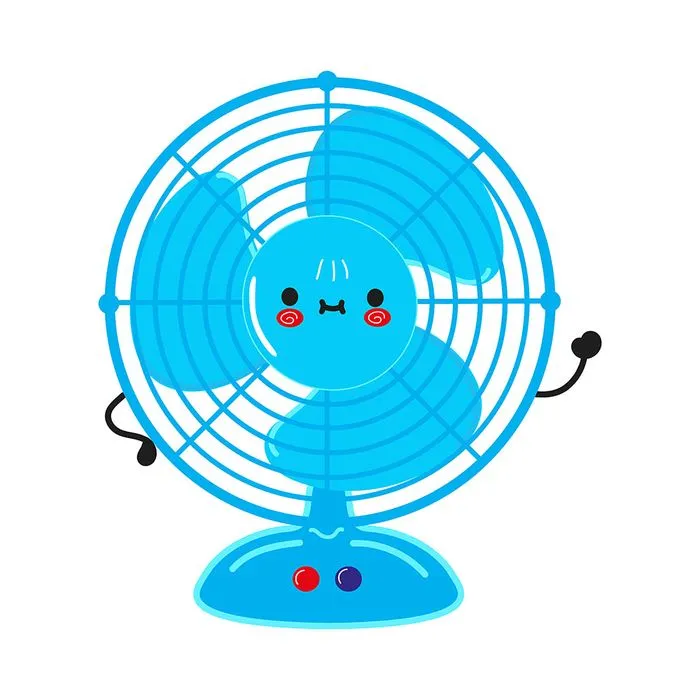 Hình ảnh cái quạt màu xanh file vector mẫu OC59