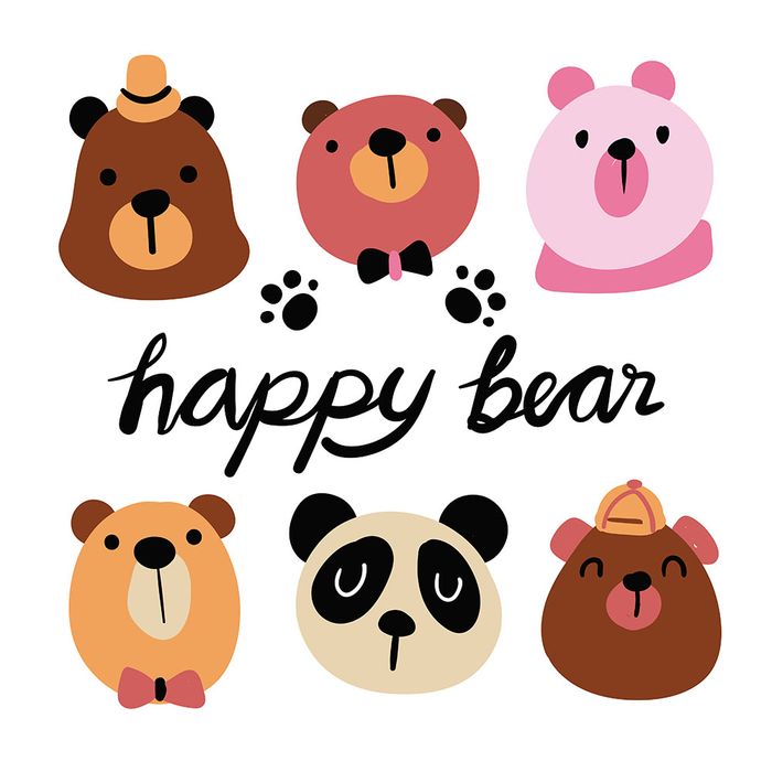 Hình ảnh khuôn mặt chú gấu cute file vector mẫu CR146
