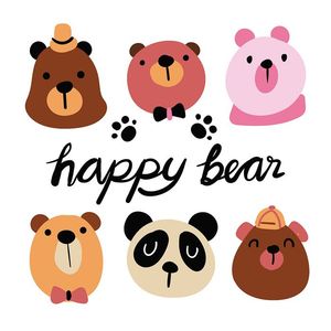 Hình ảnh khuôn mặt chú gấu cute file vector mẫu CR146