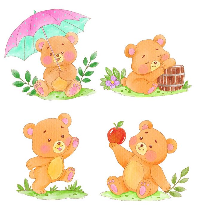 Hình ảnh chú gấu đang vui chơi file vector mẫu CR139