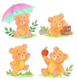 Hình ảnh chú gấu đang vui chơi file vector mẫu CR139