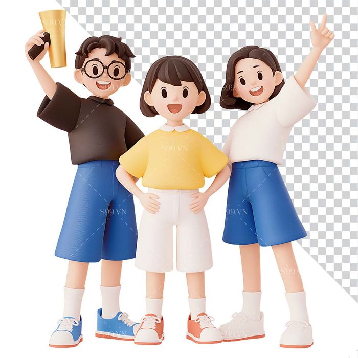 Hình ảnh các bạn học sinh 3D file PNG mẫu CR791