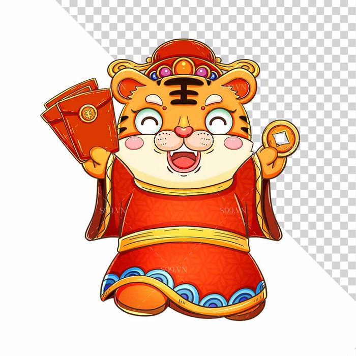 Hình ảnh chú hổ thần tài file PNG mẫu CR1072