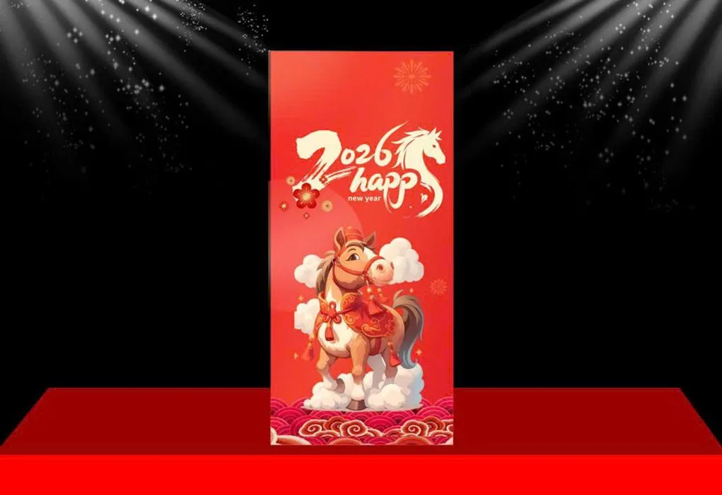 Backdrop Tết 2026 Giáp Ngọ – Thiết Kế Ngựa Hoạt Hình Độc Đáo