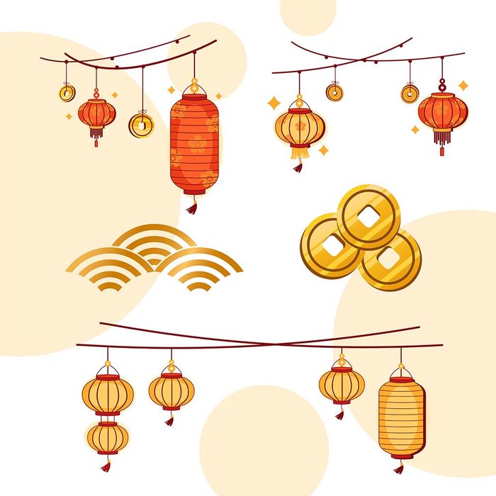 Hình ảnh dây đèn lồng trang trí dịp tết cổ truyền file vector mẫu CR428