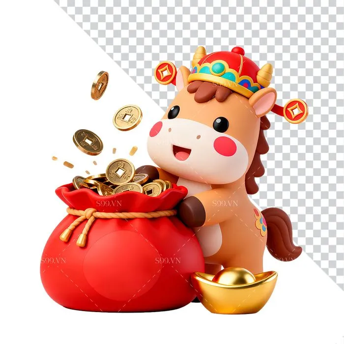 Linh Vật Ngựa Tết Nguyên Đán Dễ Thương - File PNG Chất Lượng Cao