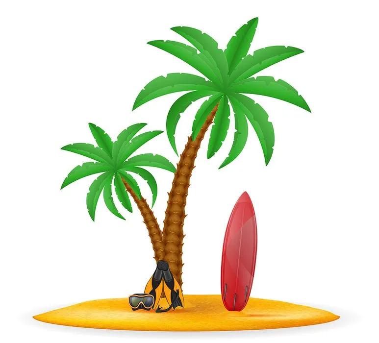 Hình ảnh cây dừa trên bãi cát file vector mẫu KS688