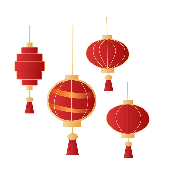 Hình ảnh đèn lồng màu đỏ file vector mẫu CR457