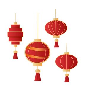 Hình ảnh đèn lồng màu đỏ file vector mẫu CR457
