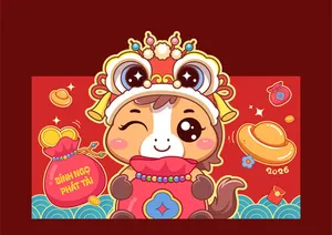 Linh Vật Ngựa Tết 2026 May Mắn - Hình Minh Họa Vector EPS