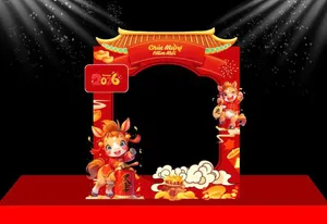 Backdrop Tết 2026 Phong Cách Hoạt Hình Dễ Thương - File CDR 