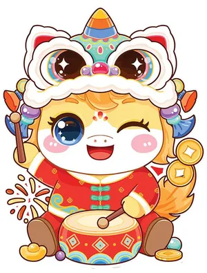 Linh Vật Ngựa Tết Nguyên Đán Dễ Thương - Minh Họa Vector EPS