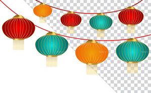 Hình ảnh dây đèn lồng nhiều màu sắc file PNG mẫu CR551