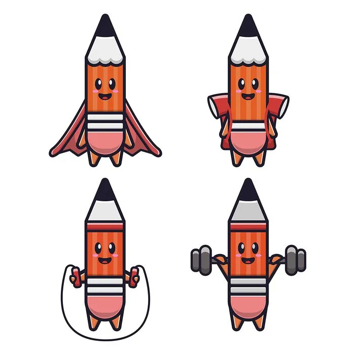 Bộ sưu tập hành động của cây bút chì file vector mẫu HH23