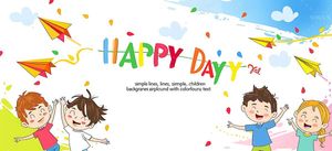 Banner trẻ em vui chơi cùng nhau file JPG mẫu CR1600