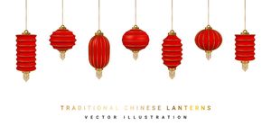 Hình ảnh đèn lồng trang trí màu đỏ file vector mẫu CR413