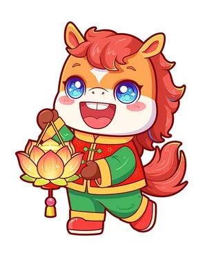 Linh Vật Ngựa Tết Nguyên Đán Dễ Thương - Minh Họa Vector EPS