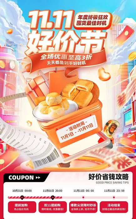 Poster Lễ Hội Mua Sắm 11.11 Thương Mại Điện Tử PSD Dễ Chỉnh Sửa