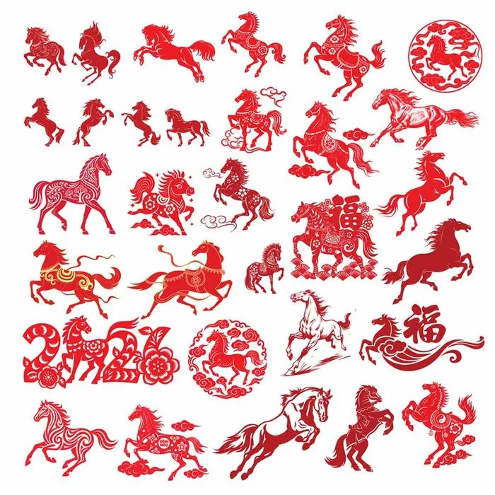 Bộ sưu tập Ngựa Tết Âm Lịch - Hình minh họa Vector EPS chất lượng cao