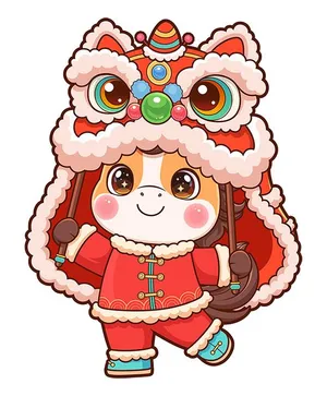 Linh Vật Ngựa Múa Lân Tết Nguyên Đán, Hoạt Hình Dễ Thương